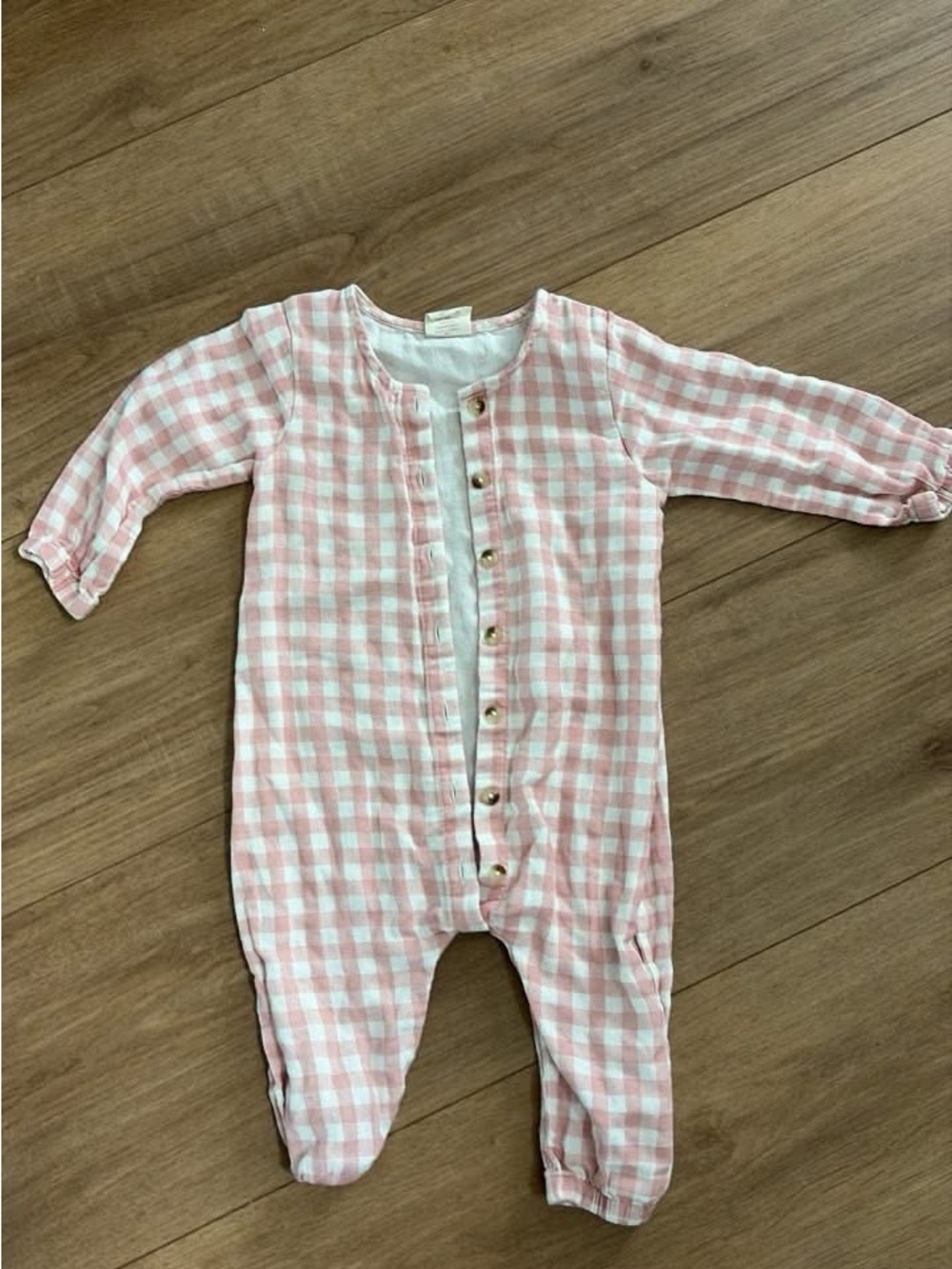 Pink Gingham Footed One-Piece for Kids